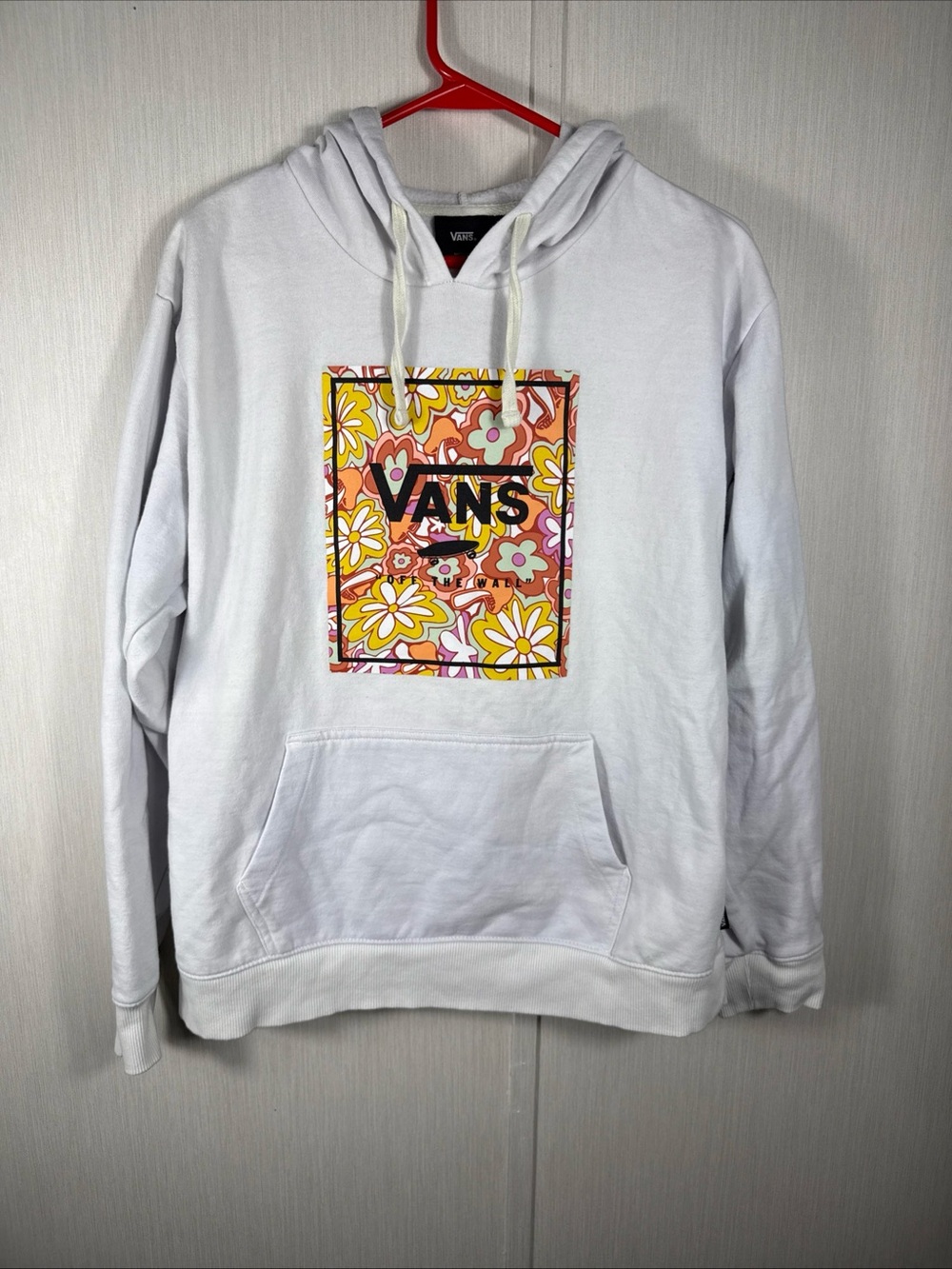 VANS Hype Skateboard Big Flowers Logo Hoodie Streetwear Y2k White Colour M